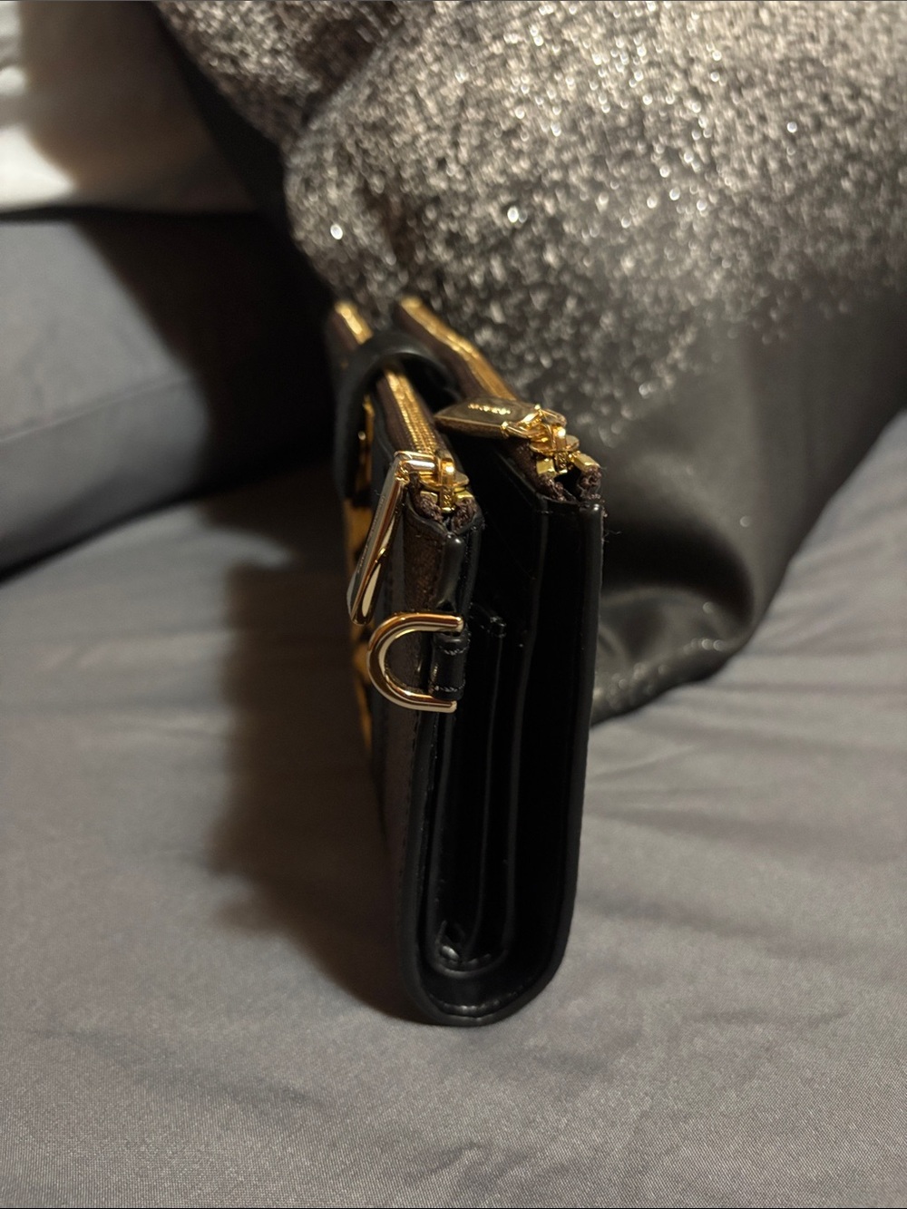 Michael Kors Brown MK Monogram Clutch with Tiger-Print Accent - Picture 2 of 3